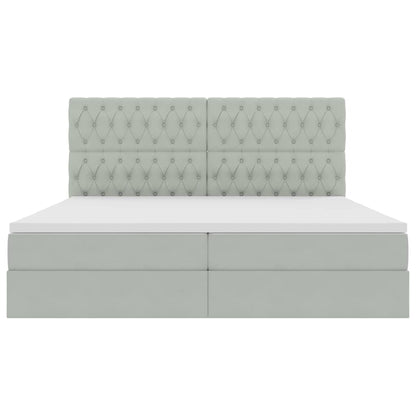 Opbergbed met LED met matras Lichtgrijs 200 x 200 cm Fluweel