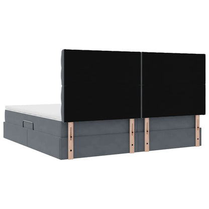 Opbergbed met LED met matras Donkergrijs 200 x 200 cm Fluweel