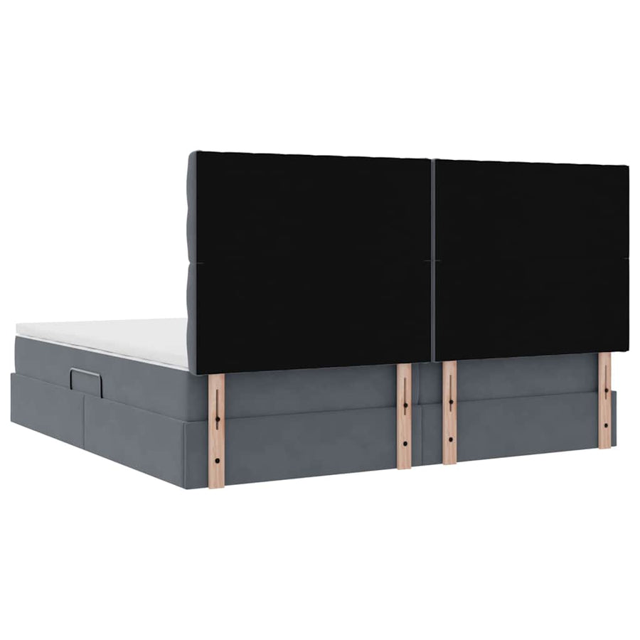 Opbergbed met LED met matras Donkergrijs 200 x 200 cm Fluweel