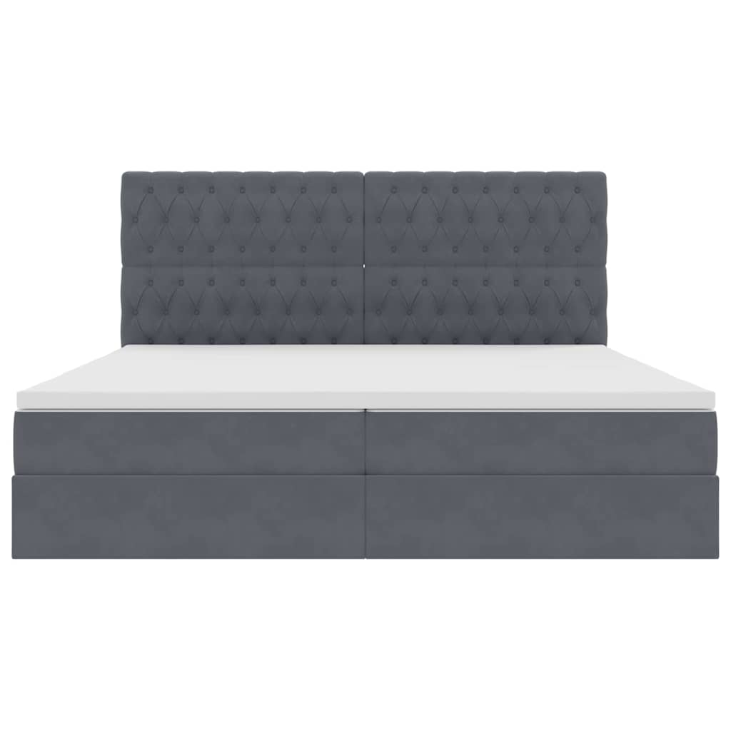 Opbergbed met LED met matras Donkergrijs 200 x 200 cm Fluweel