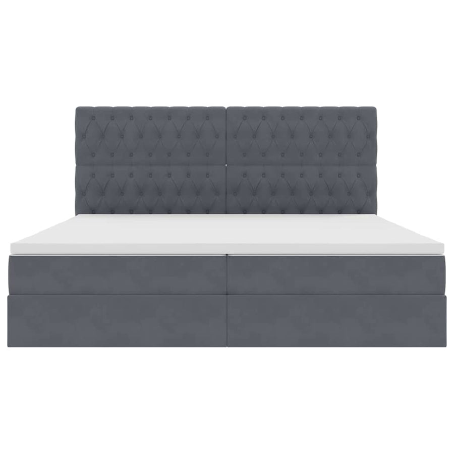 Opbergbed met LED met matras Donkergrijs 200 x 200 cm Fluweel
