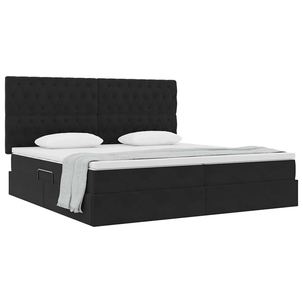 Opbergbed met LED met matras Zwart 200 x 200 cm Fluweel