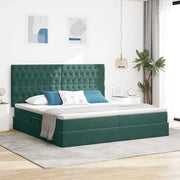 Opbergbed 200x200 cm donkergroen fluweel