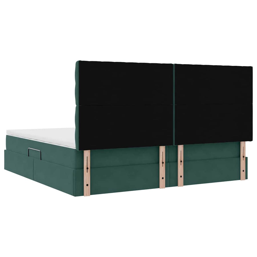 Opslag bed met matras Donkergroen 200 x 200 cm Fluweel