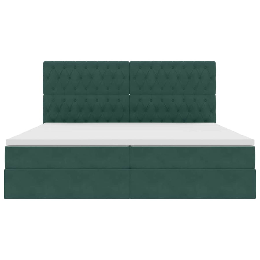 Opslag bed met matras Donkergroen 200 x 200 cm Fluweel