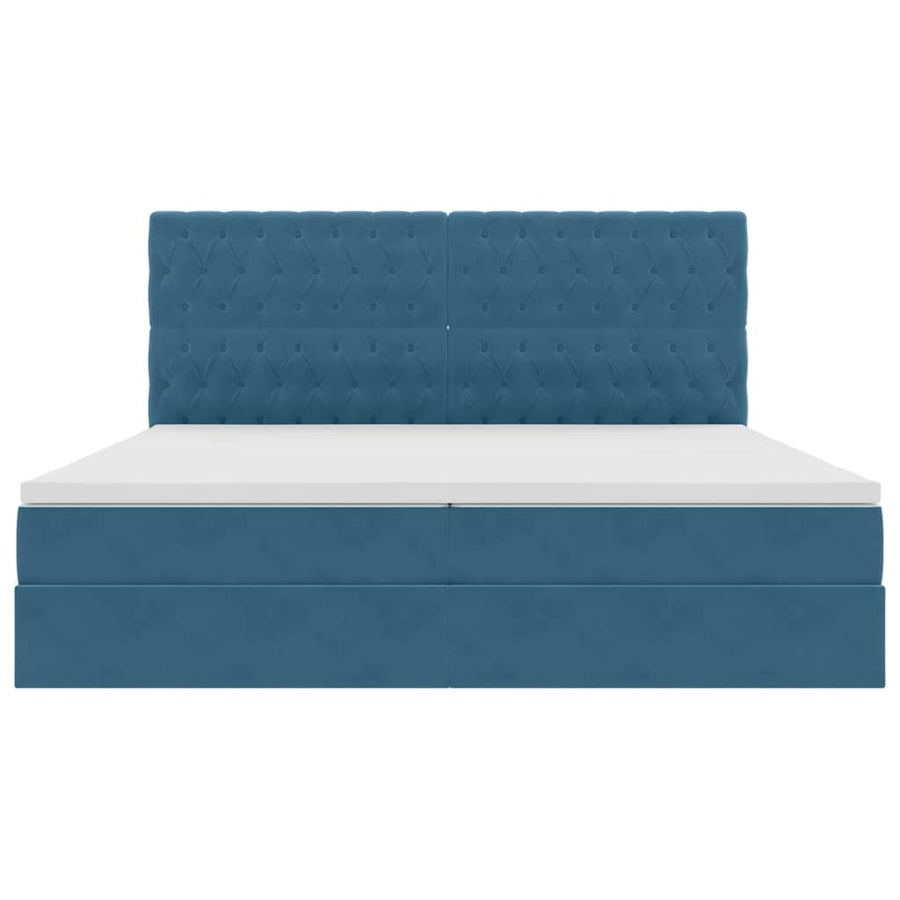 Opbergbed met LED met matras Donkerblauw 200 x 200 cm Fluweel