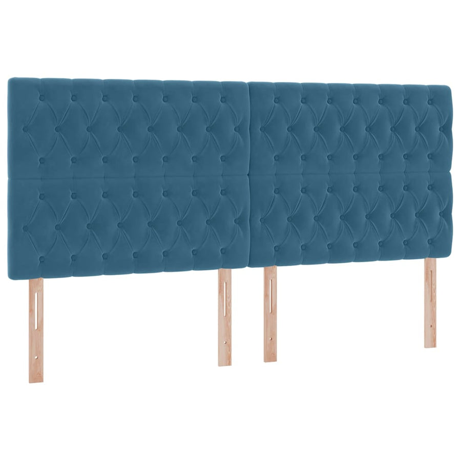 Opbergbed met LED met matras Donkerblauw 200 x 200 cm Fluweel