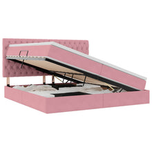 Opbergbed met LED met matras Roze 200 x 200 cm Fluweel