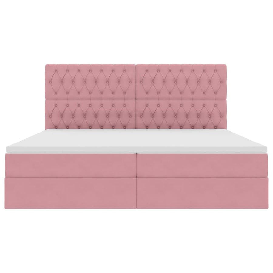 Opbergbed met LED met matras Roze 200 x 200 cm Fluweel