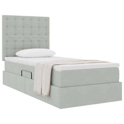 Opslag bed met matras met matras Lichtgrijs 90 x 190 cm Fluweel