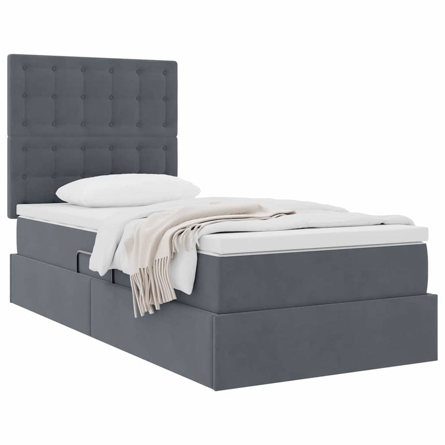 Opslag bed met matras Donkergrijs 90 x 190 cm Fluweel