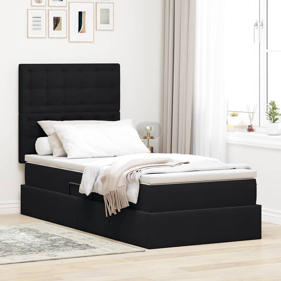 Opslag bed met matras met matras Zwart 90 x 190 cm Fluweel