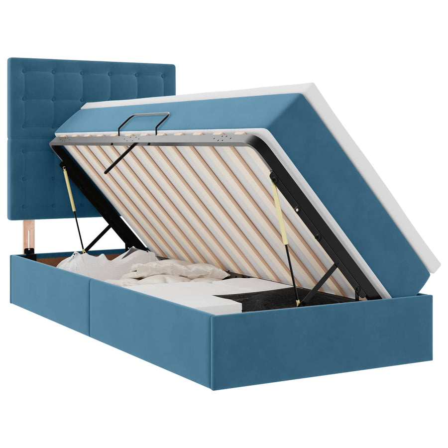Opslag bed met matras Donkerblauw 90 x 190 cm Fluweel
