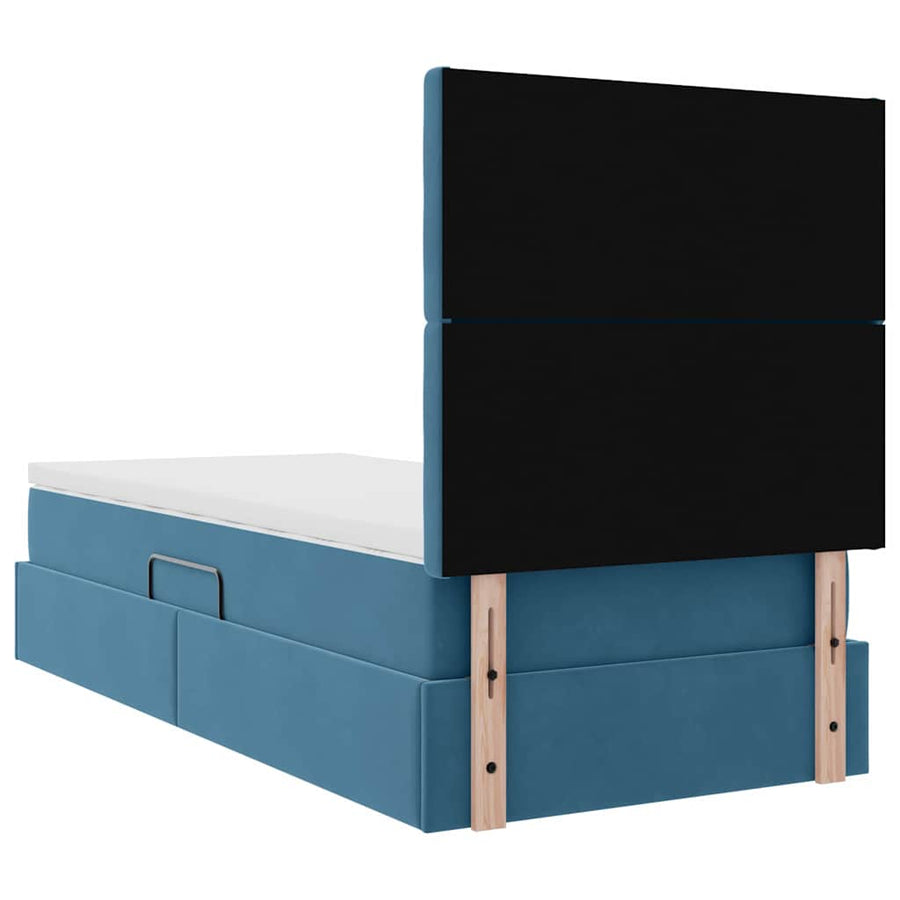 Opslag bed met matras Donkerblauw 90 x 190 cm Fluweel