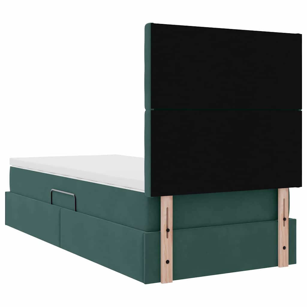 Opslag bed met matras Donkergroen 90 x 200 cm Fluweel