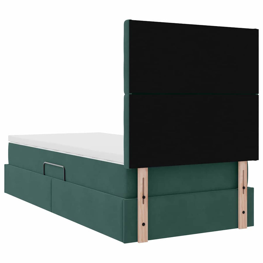 Opslag bed met matras Donkergroen 90 x 200 cm Fluweel