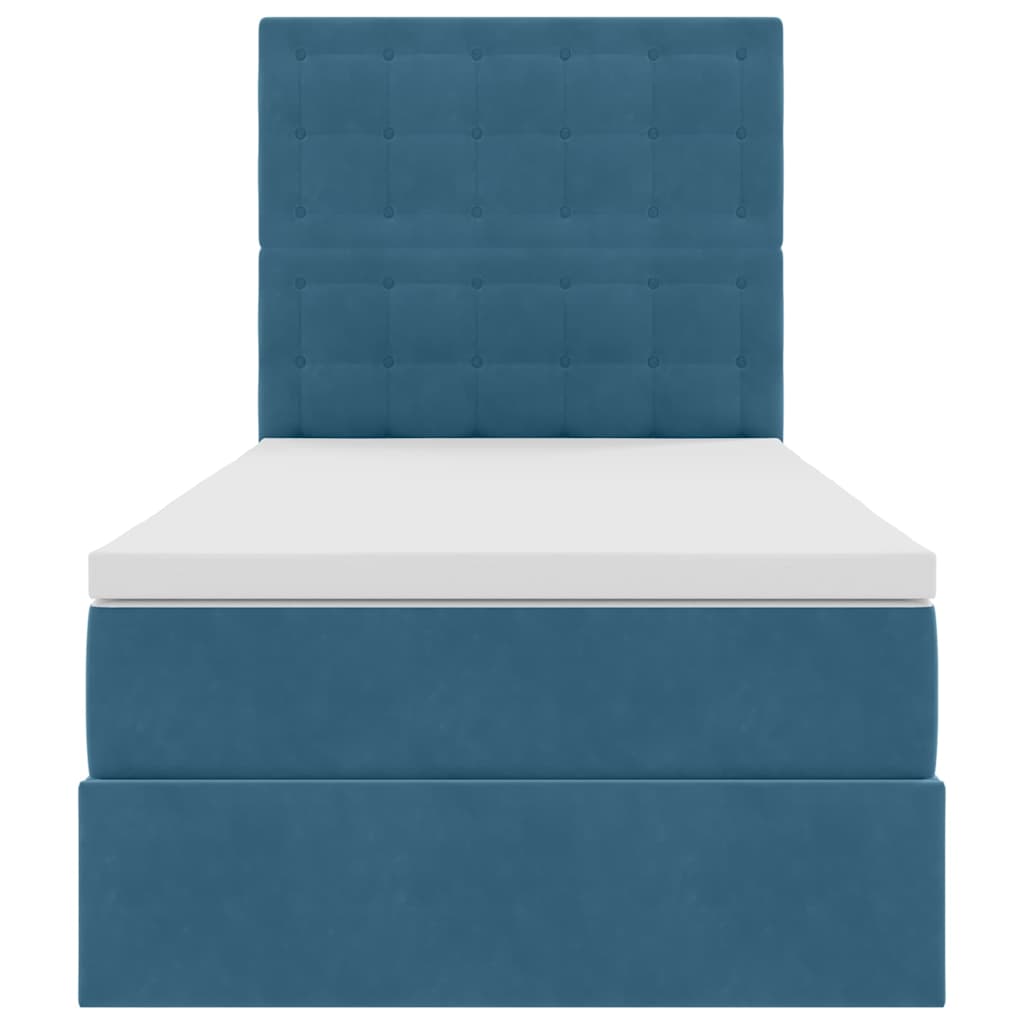 Opslag bed met matras Donkerblauw 90 x 200 cm Fluweel
