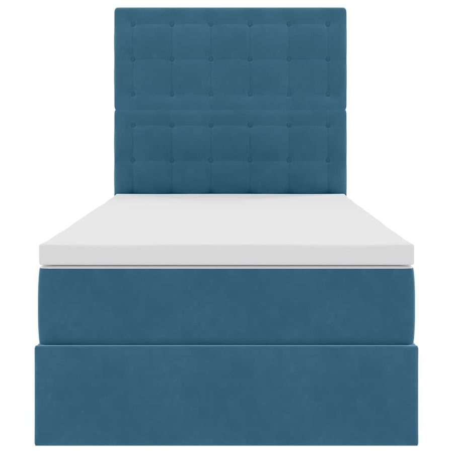 Opslag bed met matras Donkerblauw 90 x 200 cm Fluweel