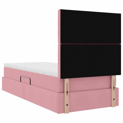 Opslag bed met matras met matras Roze 90 x 200 cm Fluweel