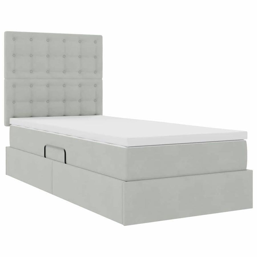 Opslag bed met matras Lichtgrijs 100 x 200 cm Fluweel