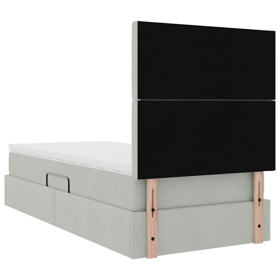Opslag bed met matras Lichtgrijs 100 x 200 cm Fluweel