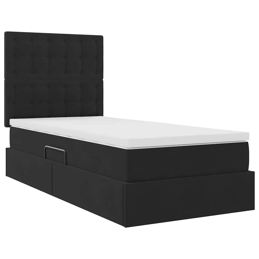 Opslag bed met matras met matras Zwart 100 x 200 cm Fluweel