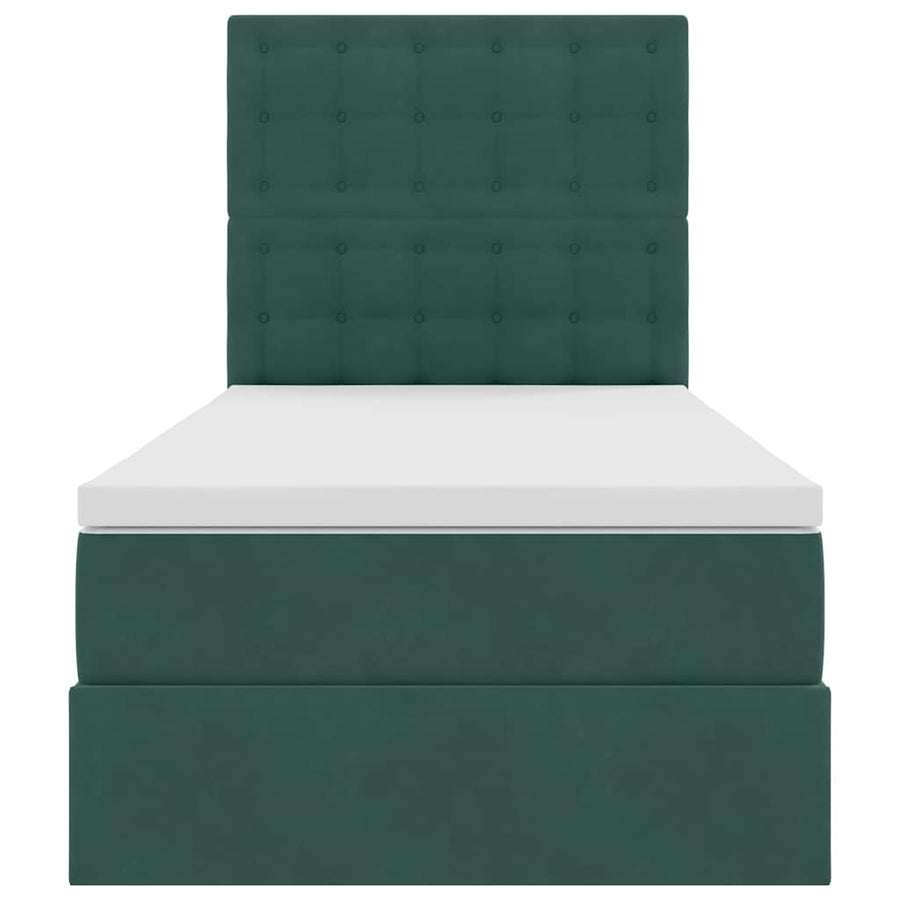 Opslag bed met matras Donkergroen 100 x 200 cm Fluweel
