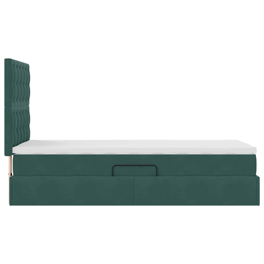 Opslag bed met matras Donkergroen 100 x 200 cm Fluweel
