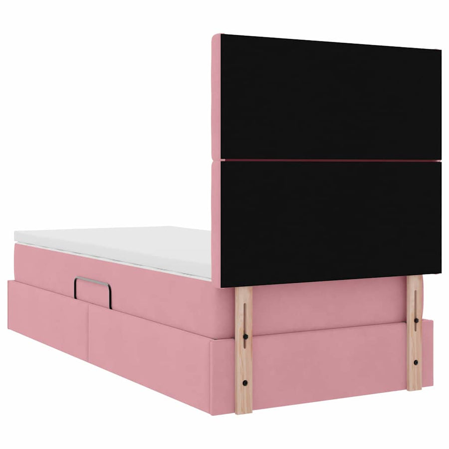 Opslag bed met matras met matras Roze 100 x 200 cm Fluweel