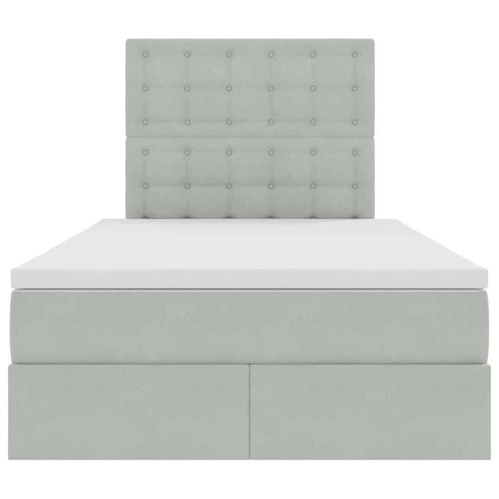 Opbergbed met LED met matras Lichtgrijs 120 x 190 cm Fluweel