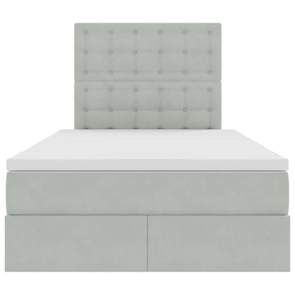 Opbergbed met LED met matras Lichtgrijs 120 x 190 cm Fluweel