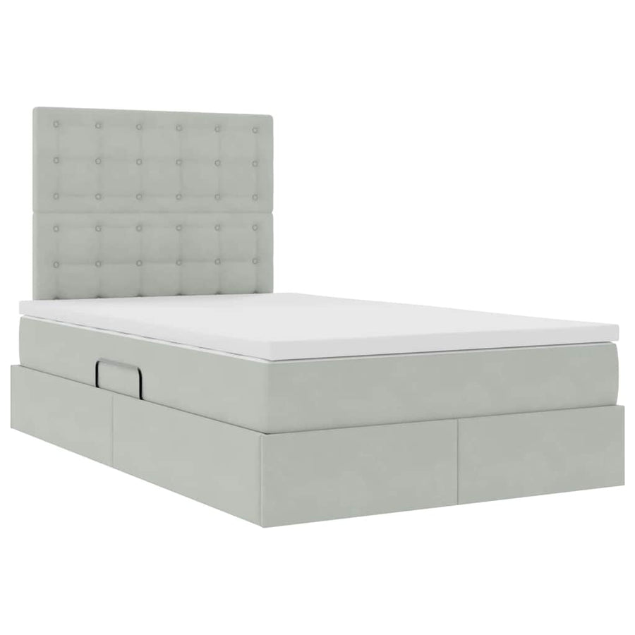 Opbergbed met LED met matras Lichtgrijs 120 x 200 cm Fluweel