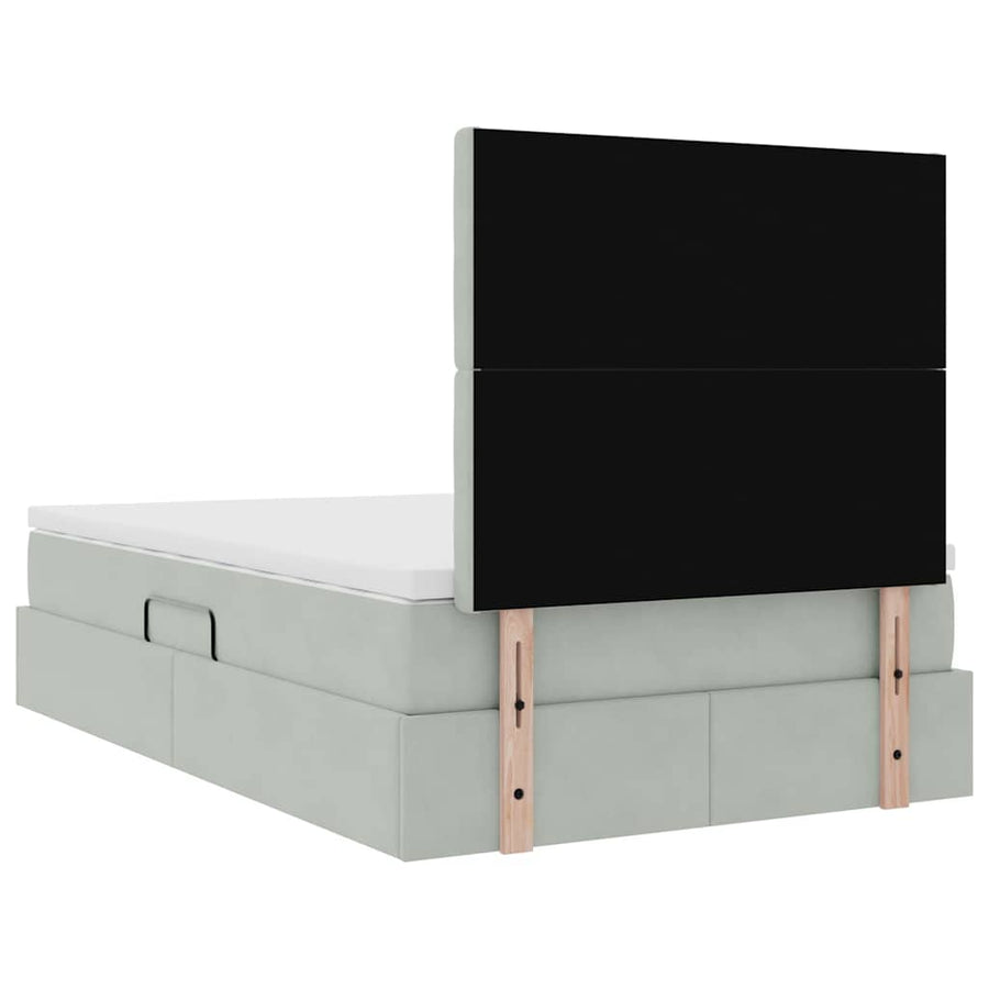 Opbergbed met LED met matras Lichtgrijs 120 x 200 cm Fluweel