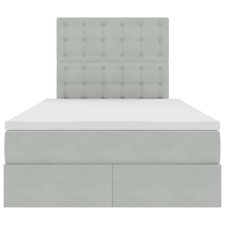 Opbergbed met LED met matras Lichtgrijs 120 x 200 cm Fluweel