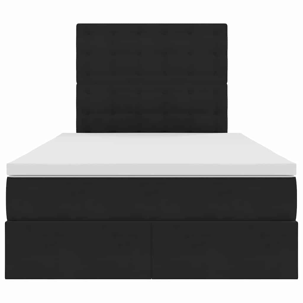 Opbergbed met LED met matras Zwart 120 x 200 cm Fluweel