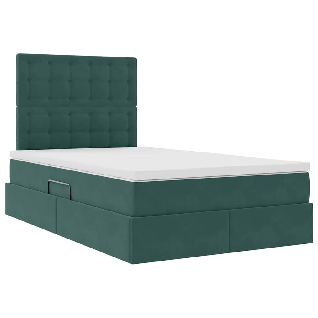 Opbergbed met LED met matras Donkergroen 120 x 200 cm Fluweel