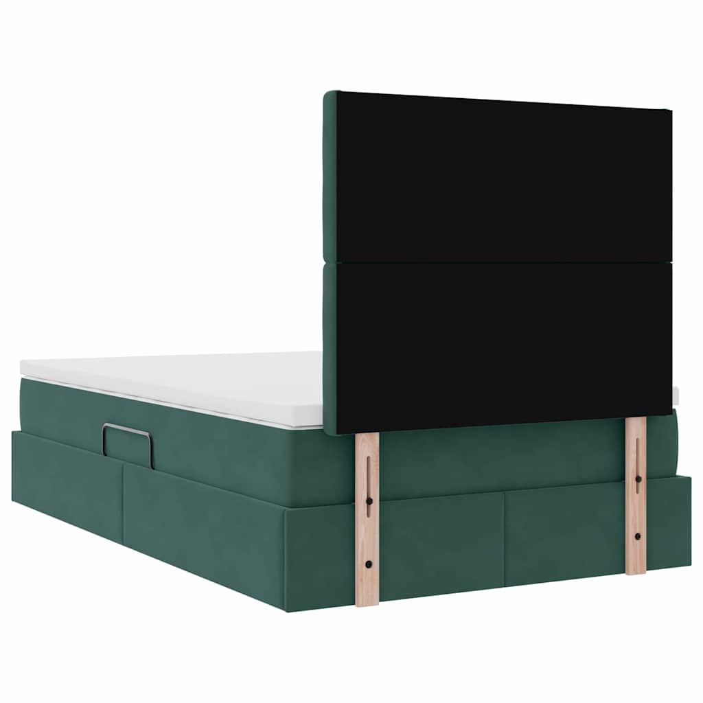 Opbergbed met LED met matras Donkergroen 120 x 200 cm Fluweel