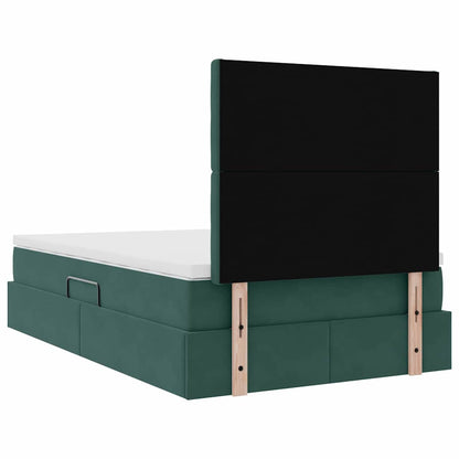 Opbergbed met LED met matras Donkergroen 120 x 200 cm Fluweel