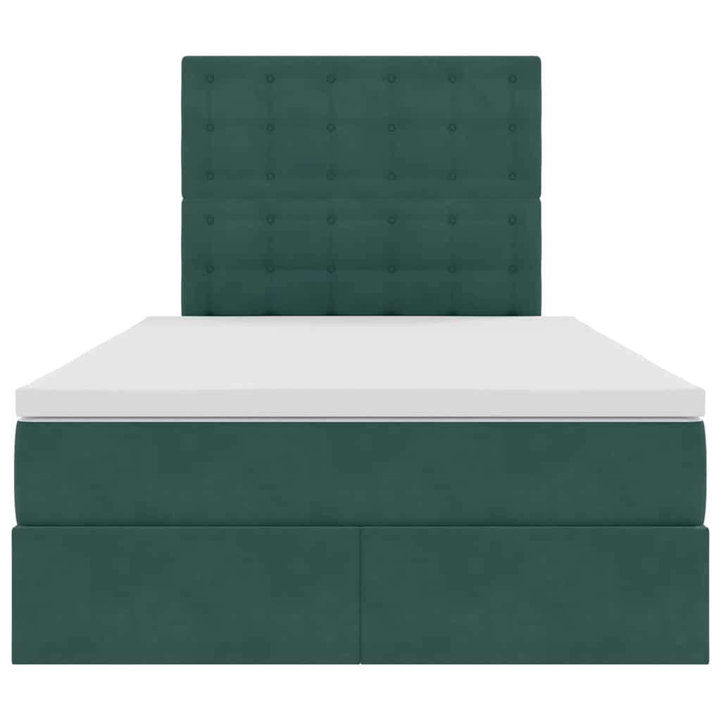 Opbergbed met LED met matras Donkergroen 120 x 200 cm Fluweel