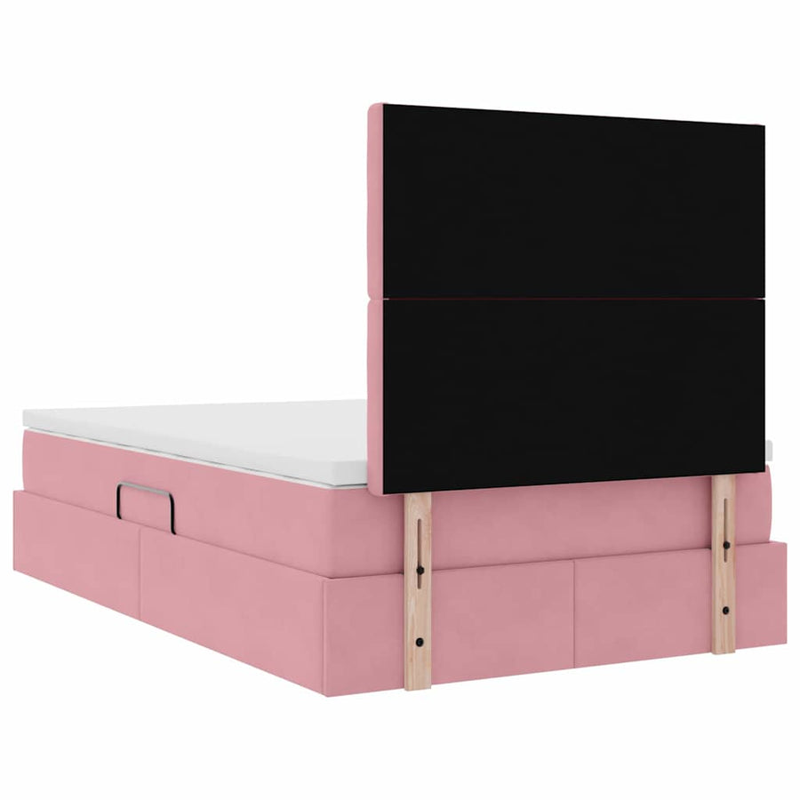 Opbergbed met LED met matras Roze 120 x 200 cm Fluweel