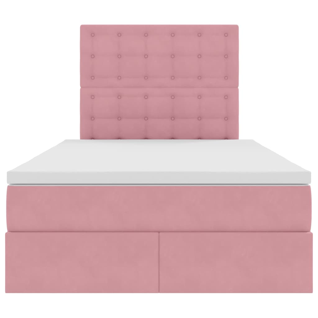 Opbergbed met LED met matras Roze 120 x 200 cm Fluweel