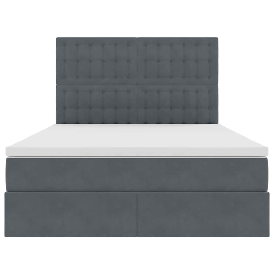 Opbergbed met LED met matras Donkergrijs 140 x 190 cm Fluweel