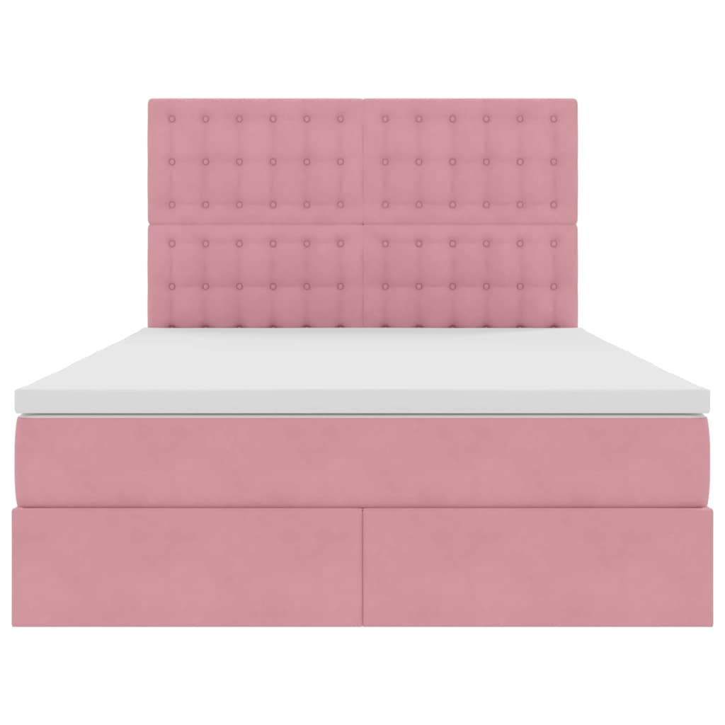 Opbergbed met LED met matras Roze 140 x 190 cm Fluweel