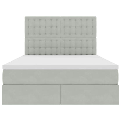Opbergbed met LED met matras Lichtgrijs 140 x 200 cm Fluweel