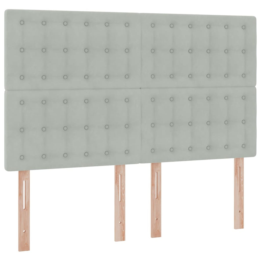 Opbergbed met LED met matras Lichtgrijs 140 x 200 cm Fluweel