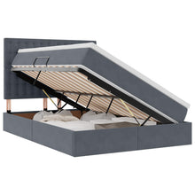 Opbergbed met LED met matras Donkergrijs 140 x 200 cm Fluweel