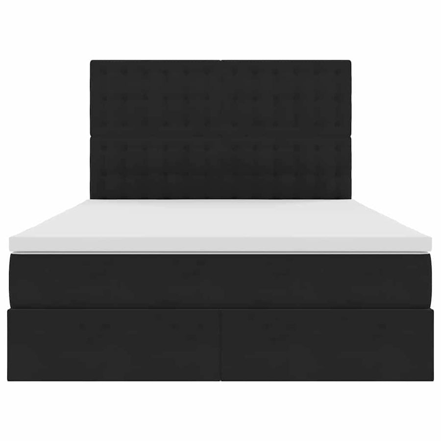 Opbergbed met LED met matras Zwart 140 x 200 cm Fluweel