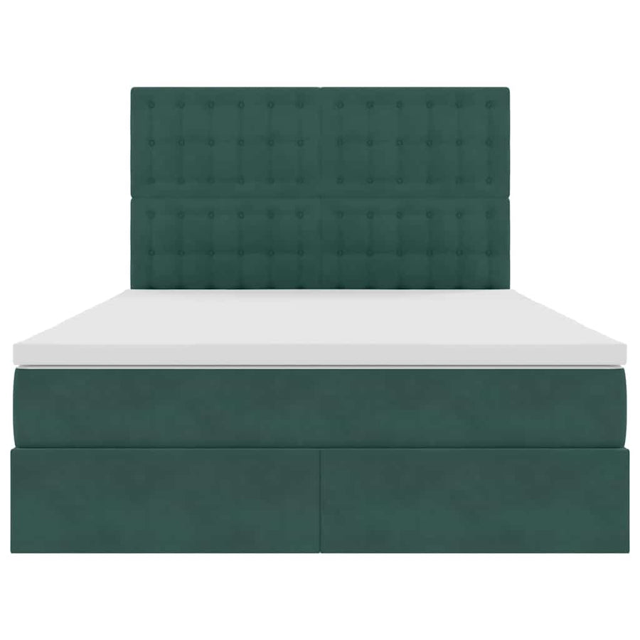 Opbergbed met LED met matras Donkergroen 140 x 200 cm Fluweel
