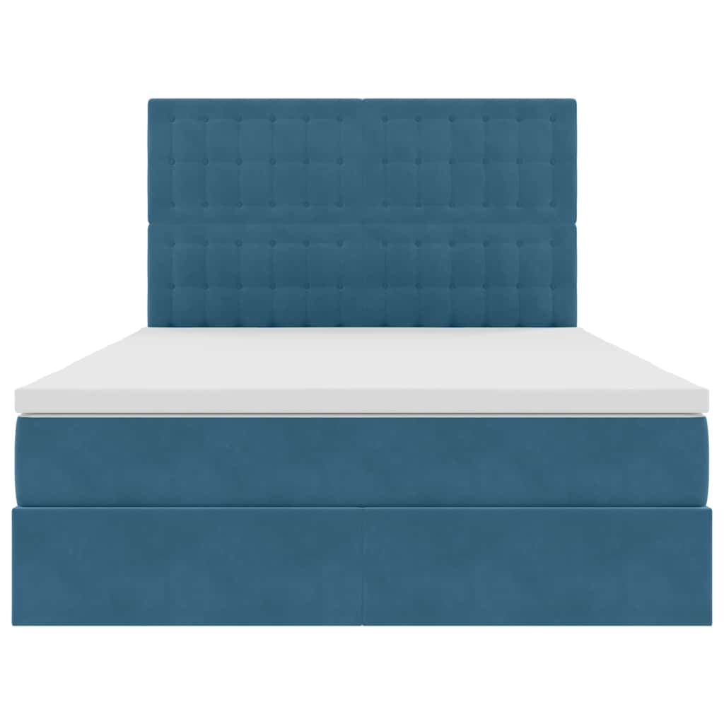 Opbergbed met LED met matras Donkerblauw 140 x 200 cm Fluweel
