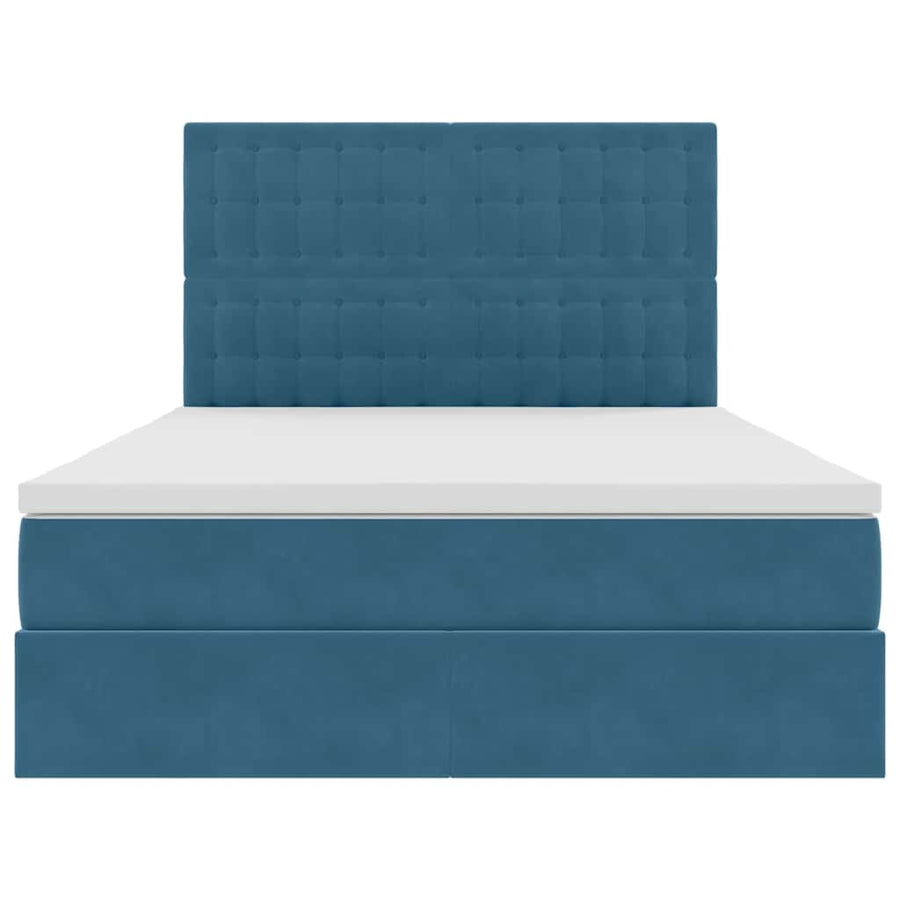 Opbergbed met LED met matras Donkerblauw 140 x 200 cm Fluweel